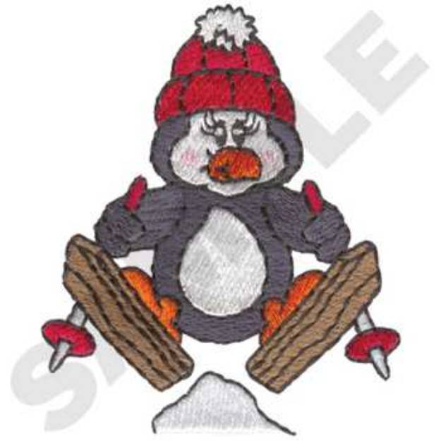 Picture of Skiing Penguins Machine Embroidery Design