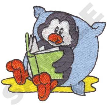 Penguin Reading Machine Embroidery Design
