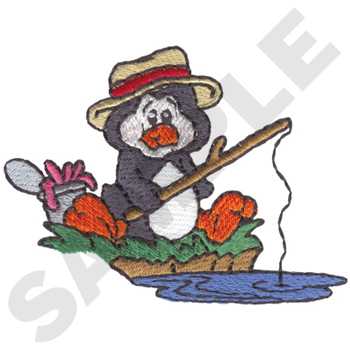 Fishing Penguin Machine Embroidery Design