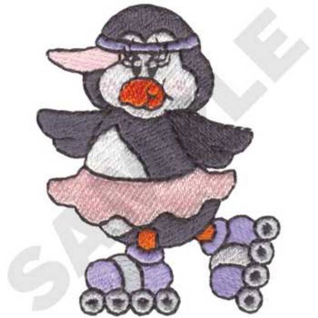 Picture of In-line Skating Penguin Machine Embroidery Design