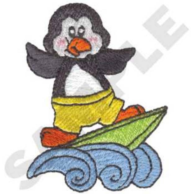Picture of Surfing Penguin Machine Embroidery Design