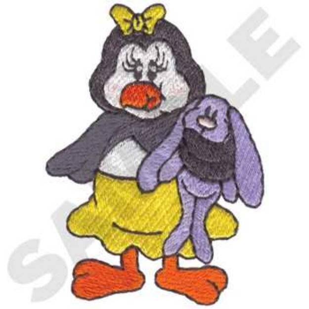 Picture of Penguin with Doll Machine Embroidery Design