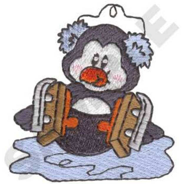 Picture of Ice Skating Penguin Machine Embroidery Design