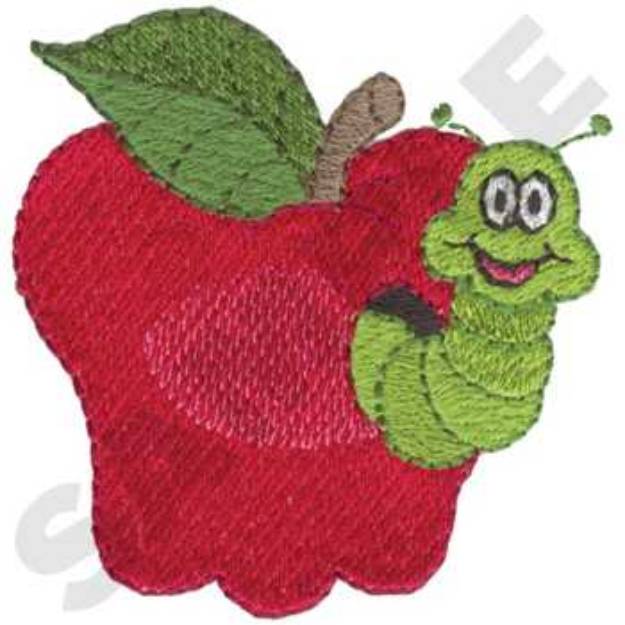 Picture of Worm In Apple Machine Embroidery Design