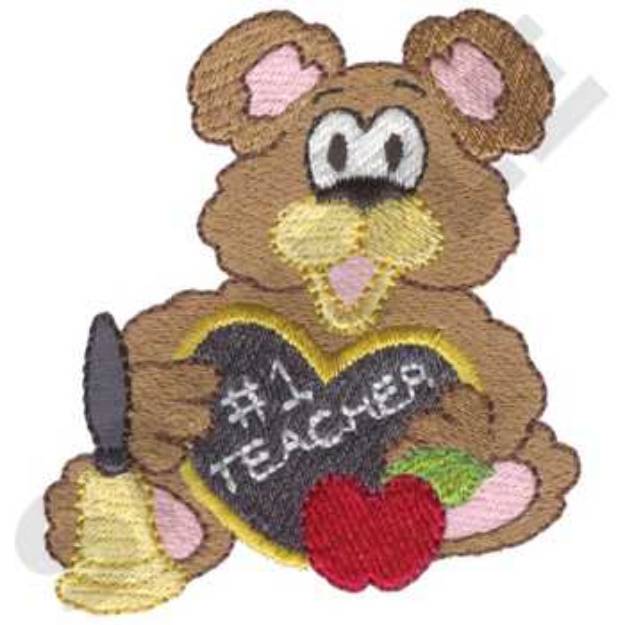 Picture of #1 Teacher Bear Machine Embroidery Design