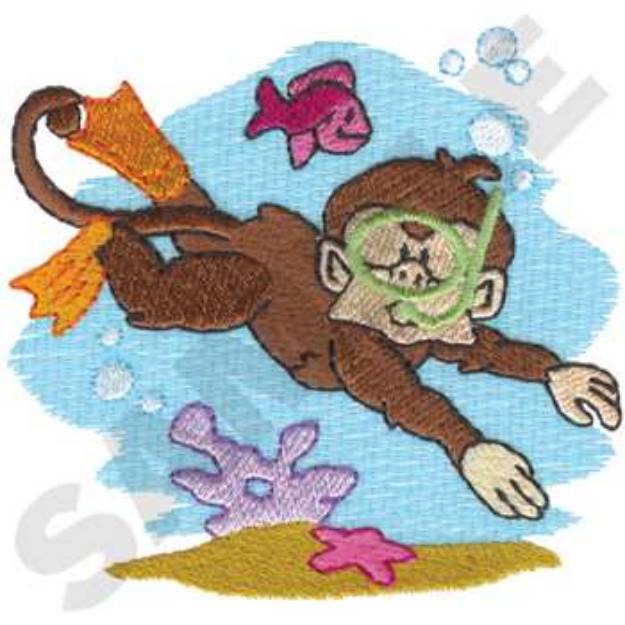 Picture of Scuba Monkey Machine Embroidery Design