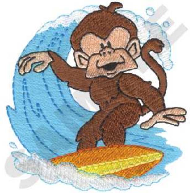 Picture of Surfs Up Monkey Machine Embroidery Design