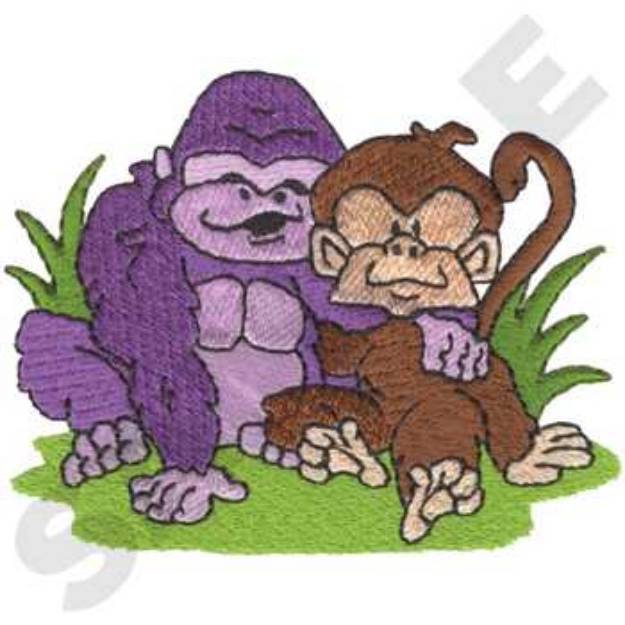 Picture of Monkey and Gorilla Machine Embroidery Design