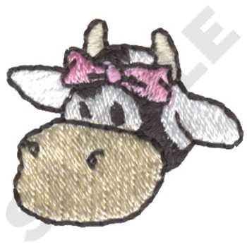 Cow with Bow Machine Embroidery Design