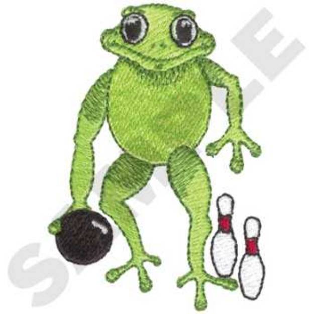 Picture of Frog Bowling Machine Embroidery Design