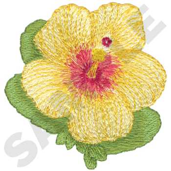Yellow Hibiscus Machine Embroidery Design