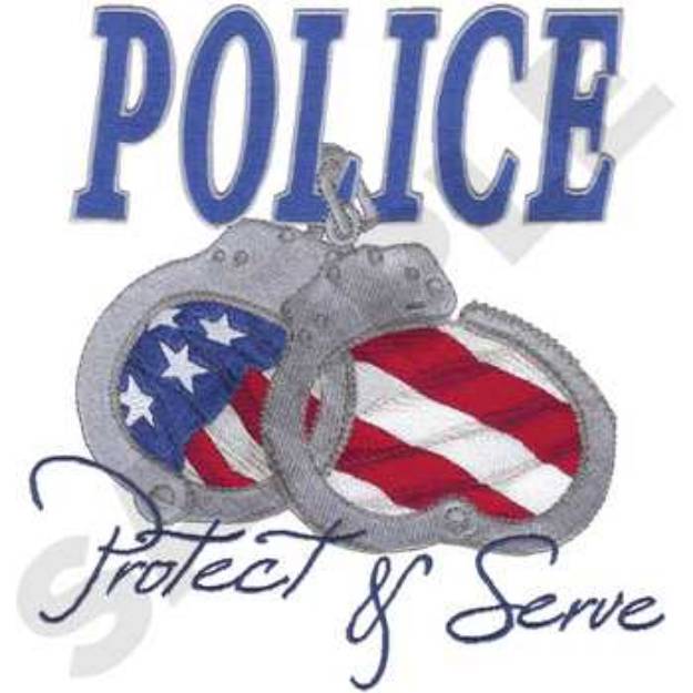 Picture of Police Protect & Serve Machine Embroidery Design