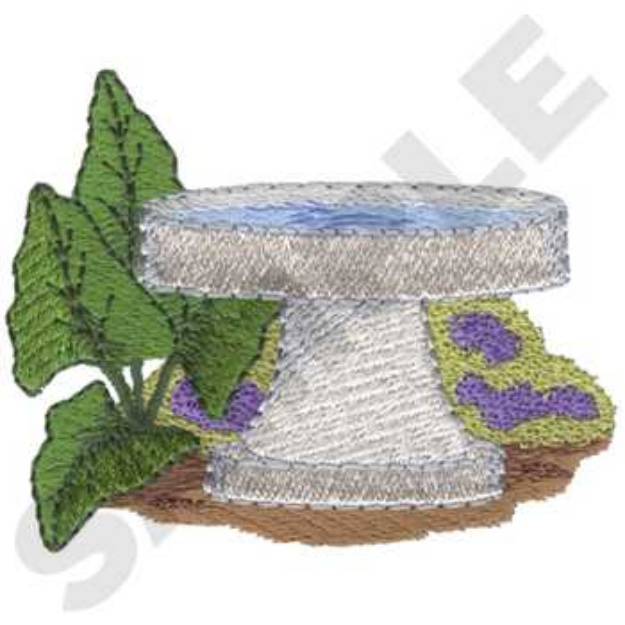 Picture of Bird Bath Machine Embroidery Design