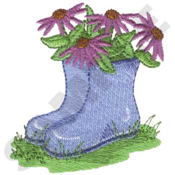 Garden Boot Planter Machine Embroidery Design
