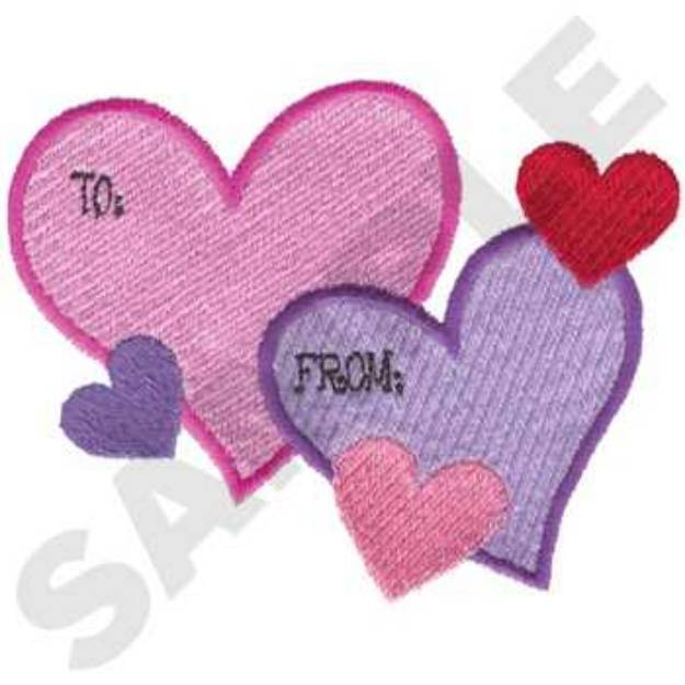 Picture of Hearts Tag Machine Embroidery Design