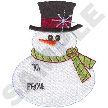 Snowman Tag Machine Embroidery Design
