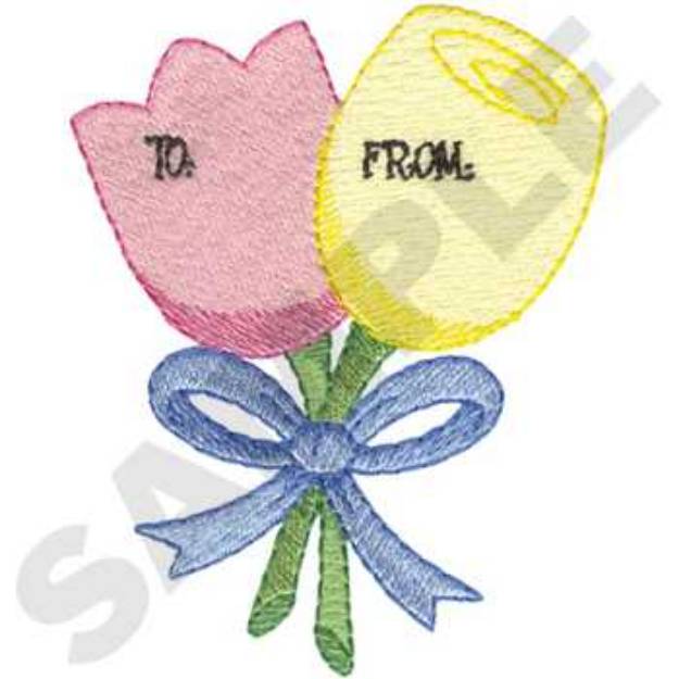 Picture of Flowers Tag Machine Embroidery Design