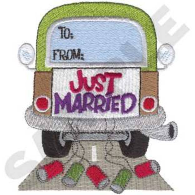 Picture of Just Married Tag Machine Embroidery Design
