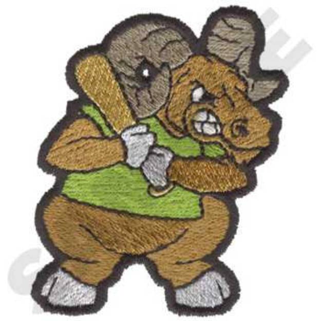 Picture of Baseball Ram Machine Embroidery Design