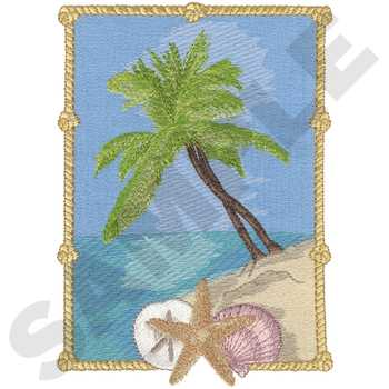 Palm Tree On Beach Machine Embroidery Design