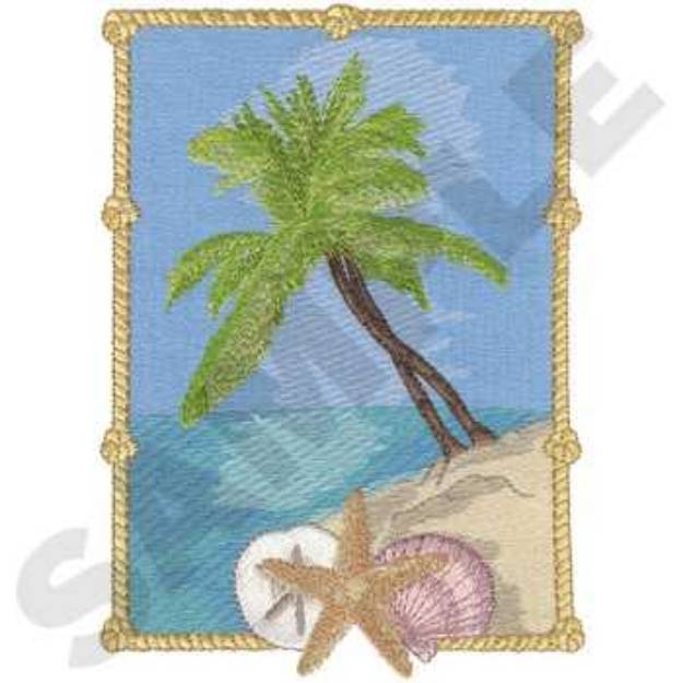 Picture of Palm Tree On Beach Machine Embroidery Design