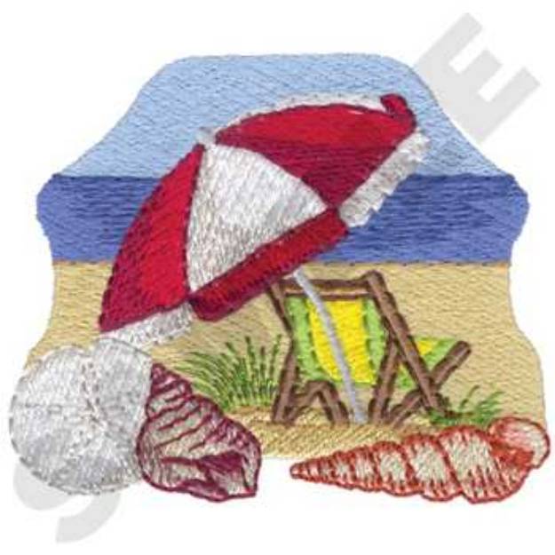 Picture of Beach Umbrella Scene Machine Embroidery Design