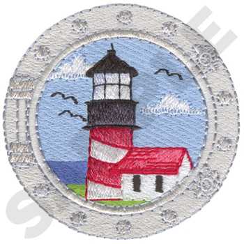 Lighthouse In A Porthole Machine Embroidery Design