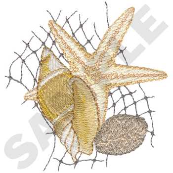 Shells And Net Machine Embroidery Design