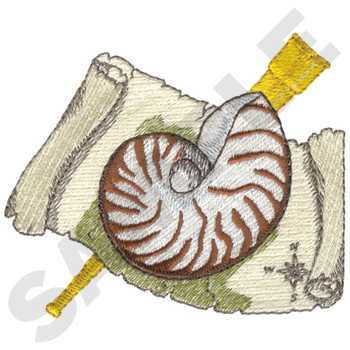 Map and Nautilus Shell Machine Embroidery Design