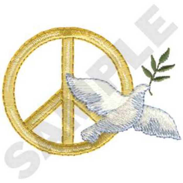 Picture of Peace Sign and Dove Machine Embroidery Design