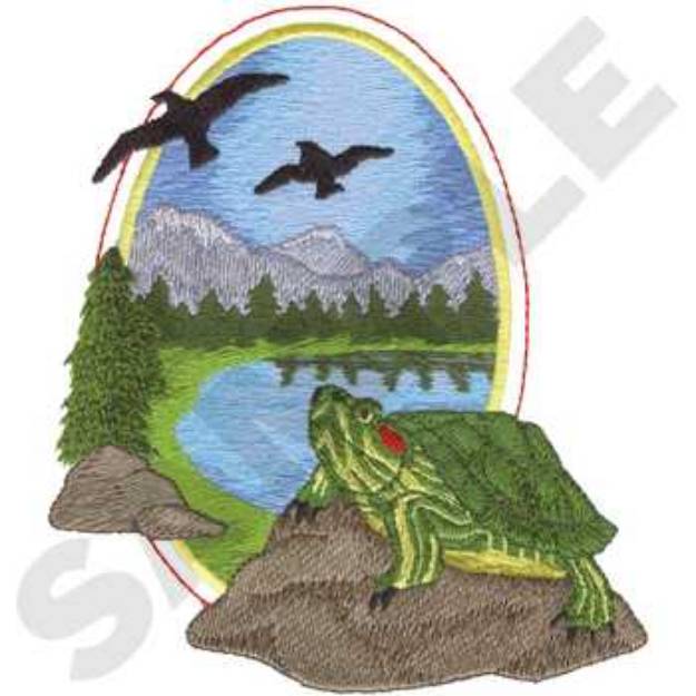 Picture of Lake Scene Machine Embroidery Design