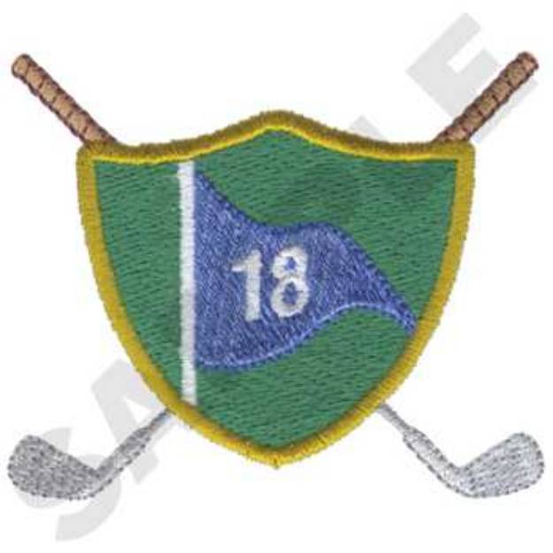 Picture of Golf Shield and Flag Machine Embroidery Design