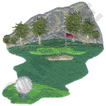 Desert Golf Scene Machine Embroidery Design