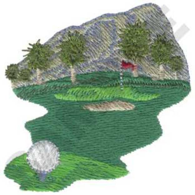 Picture of Desert Golf Scene Machine Embroidery Design