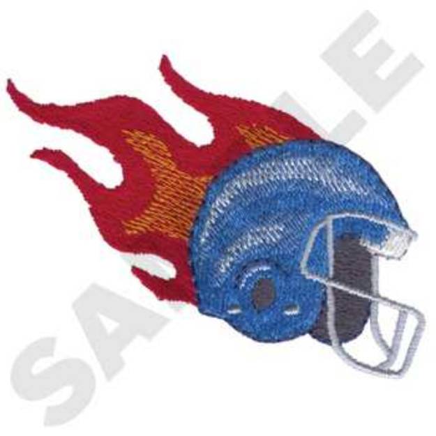 Picture of Flaming Football Helmet Machine Embroidery Design