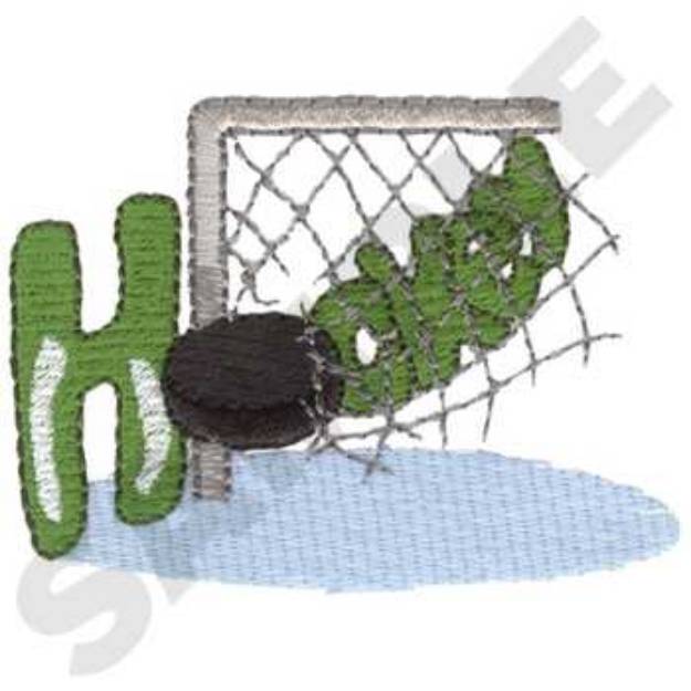 Picture of Hockey In Net Machine Embroidery Design