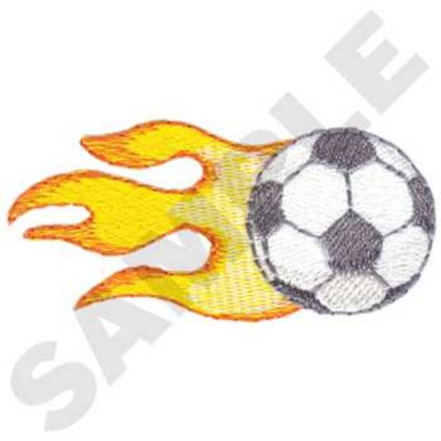 Picture of Soccer Ball and flames Machine Embroidery Design