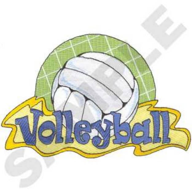 Picture of Volleyball logo Machine Embroidery Design