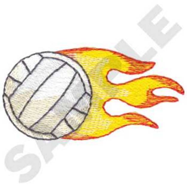 Picture of Volleyball with Flames Machine Embroidery Design