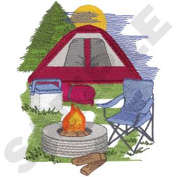 Camping Scene Machine Embroidery Design