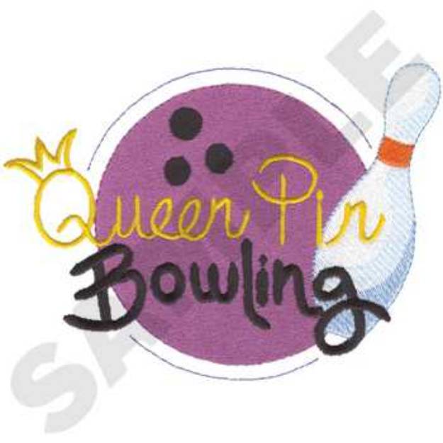 Picture of Queen Pin Bowling Machine Embroidery Design