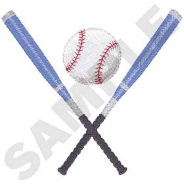 Picture of Metal Crossed Bats Machine Embroidery Design