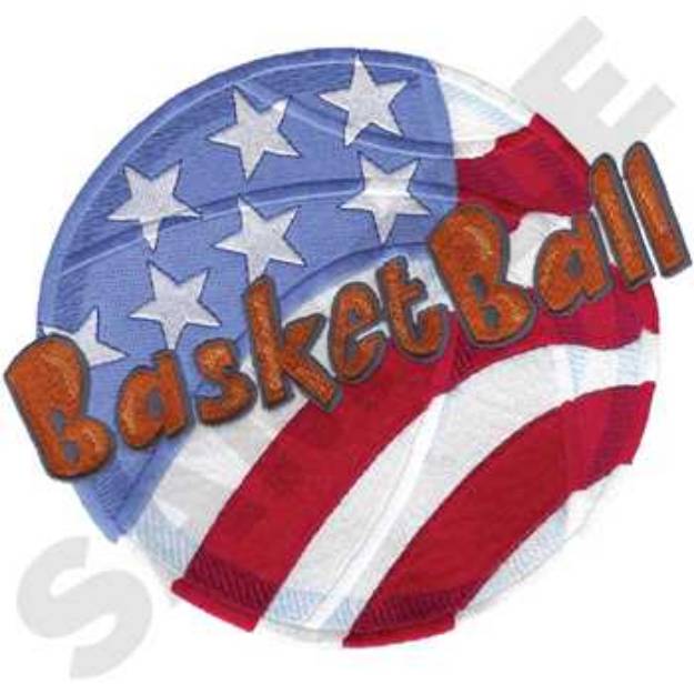 Picture of Patriotic Basketball Machine Embroidery Design