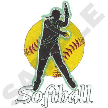 Womens Softball Machine Embroidery Design