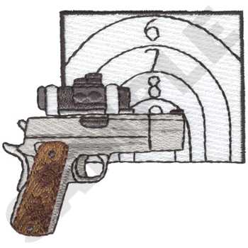 Target Shooting Pistol Machine Embroidery Design