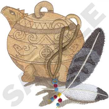Pot & Feathers Machine Embroidery Design