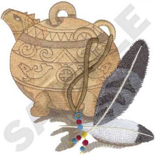 Picture of Pot & Feathers Machine Embroidery Design