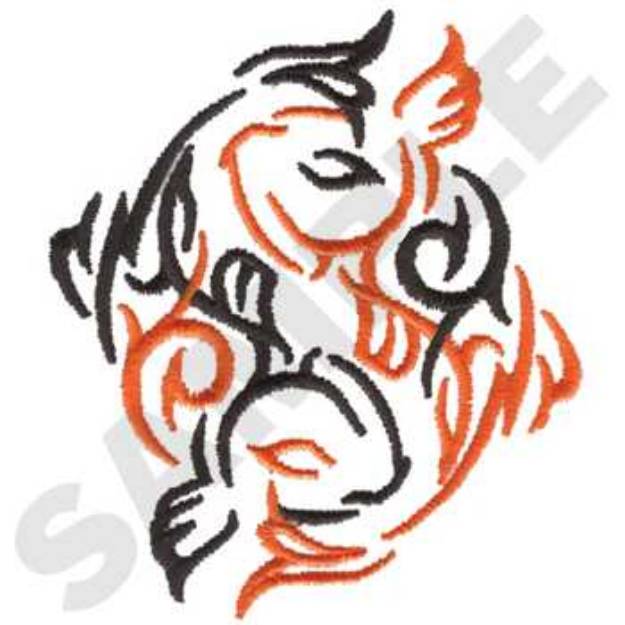Picture of Koi Fish Yin Yang Machine Embroidery Design