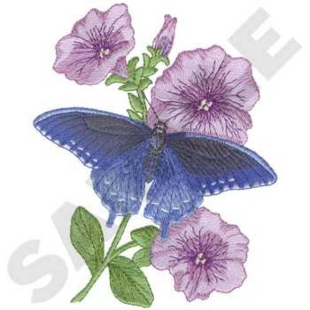 Picture of Swallowtail Petunias Machine Embroidery Design