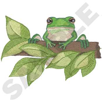 Green Tree Frog Machine Embroidery Design